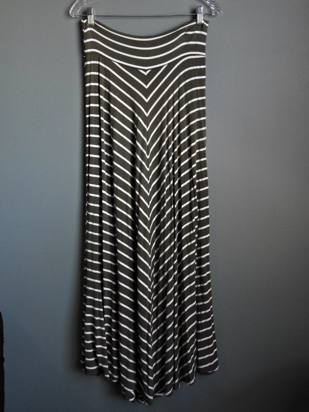 New Directions Maxi Skirt Large Striped Colorful Long Dressy Green/White